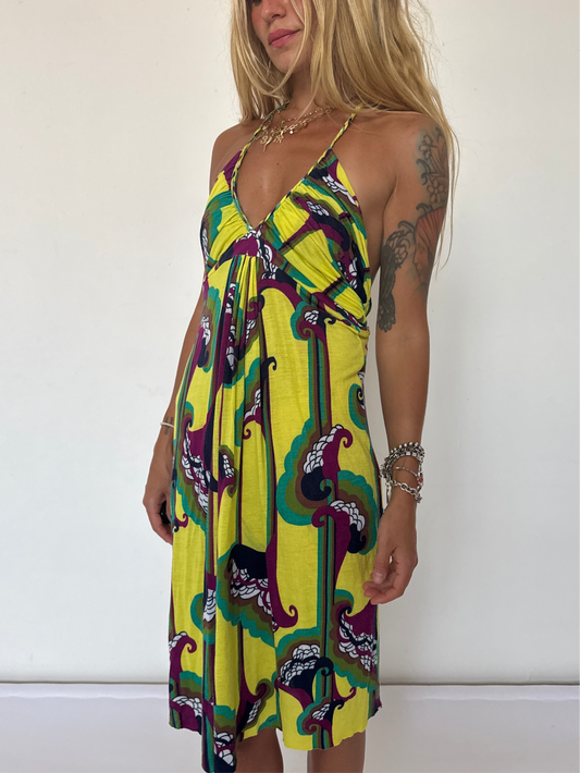 Large- Yellow halter dress