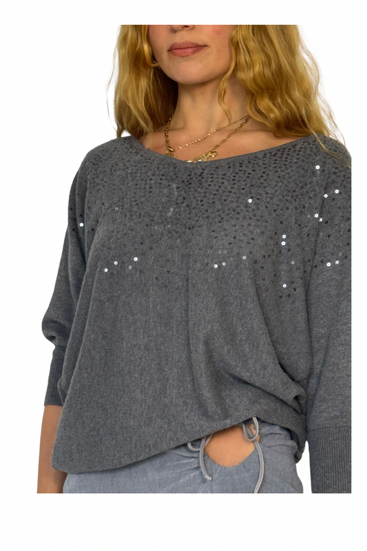 Gray sequin sweater
