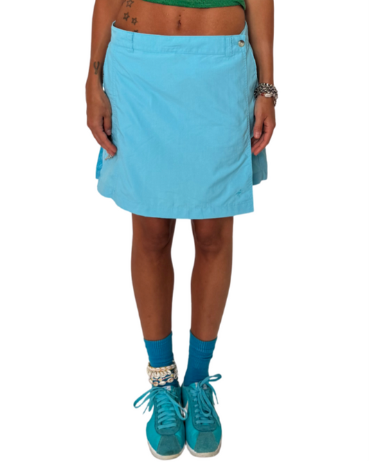 MEDIUM - blue nylon skirt