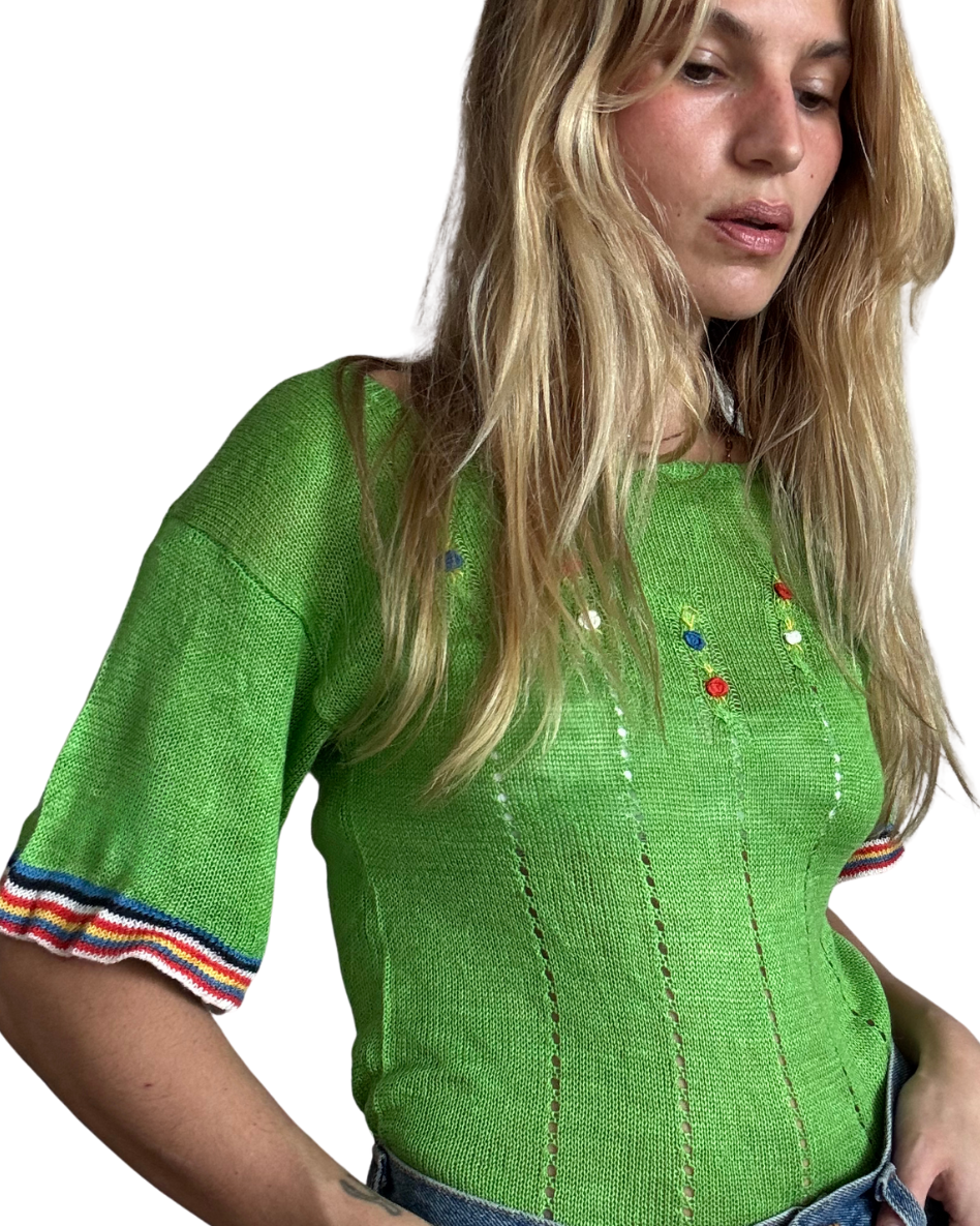 Medium- Deadstock 70s knit short sleeve