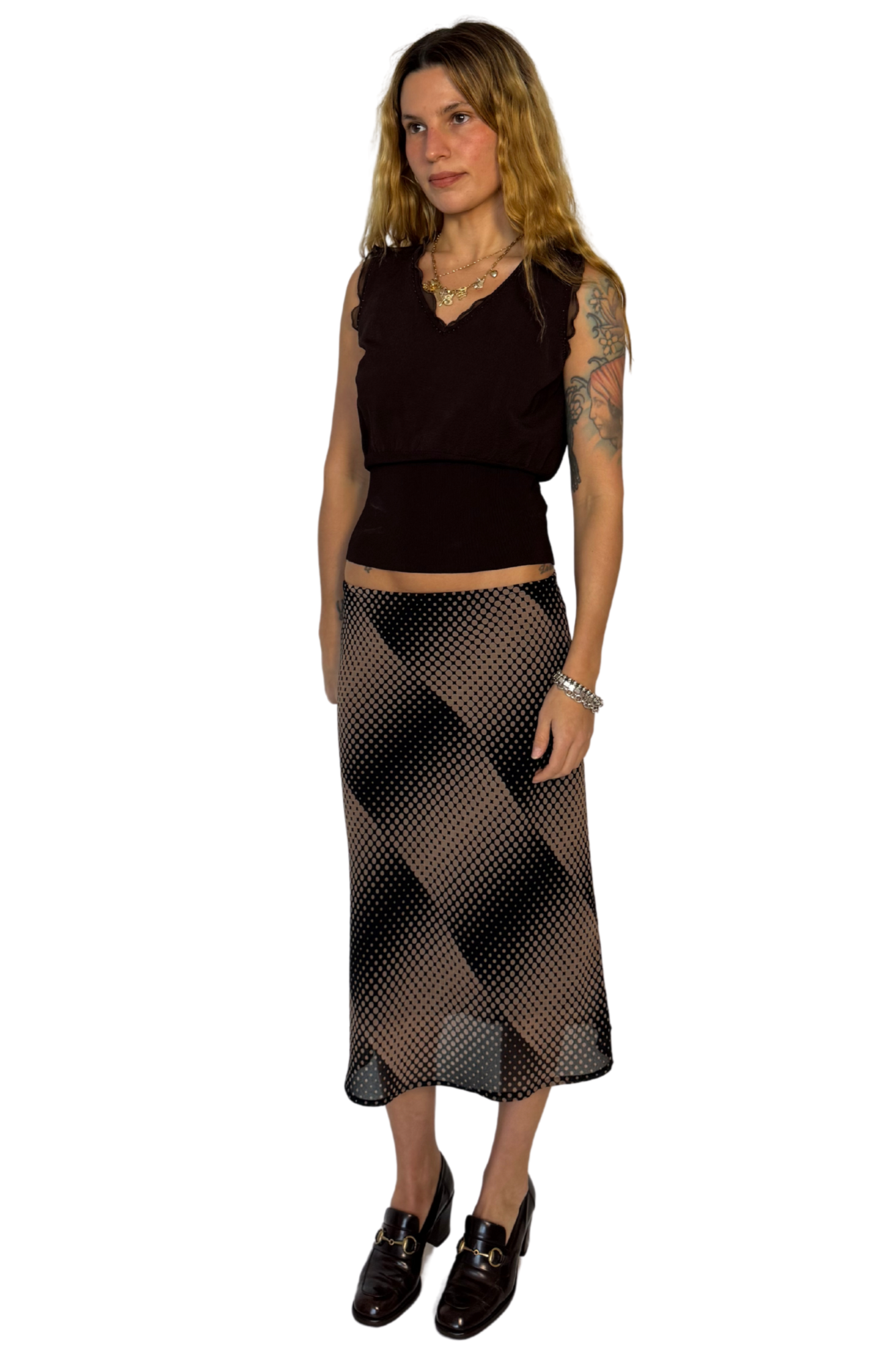 Vintage Brown fitted waist knit tank
