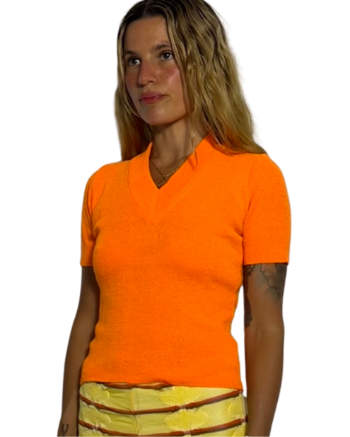 SMALL- ORANGE V NECK