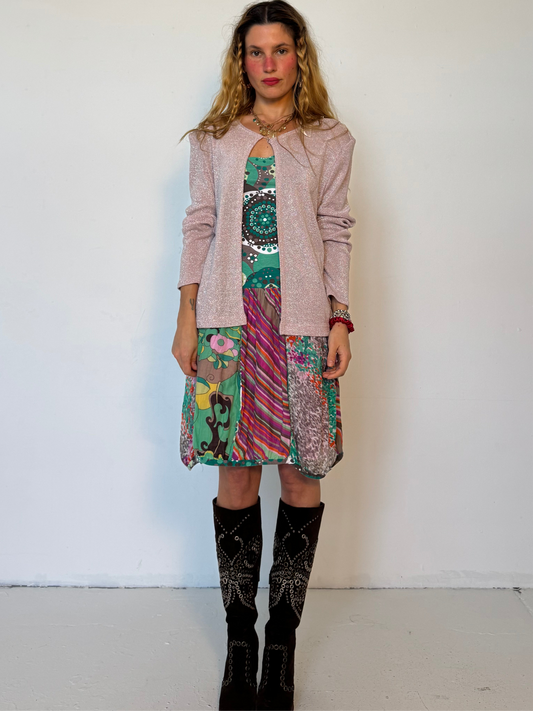 XL- PINK GLITTER CARDI