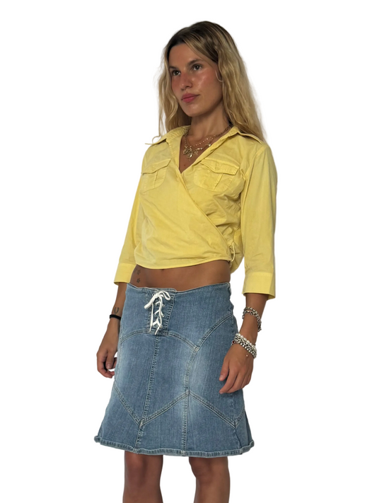 25” waist: Tommy lace up denim skirt