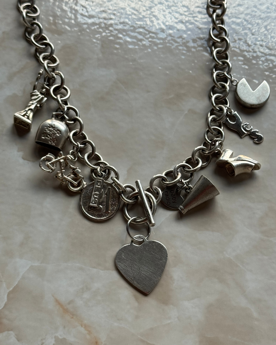 SAY YES- VINTAGE STERLING CHARM NECKLACE