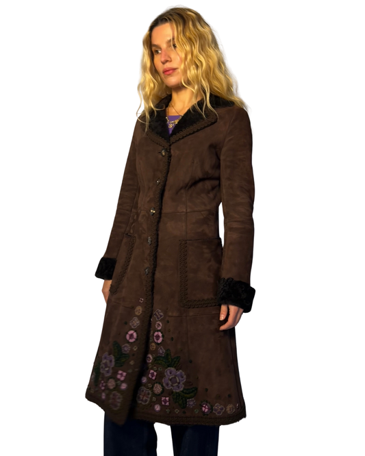 Small- MOSCHINO vintage suede penny lane coat