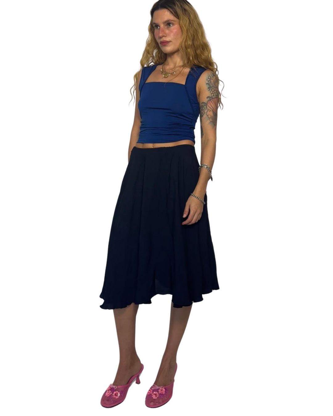 Designer-flowy midi skirt